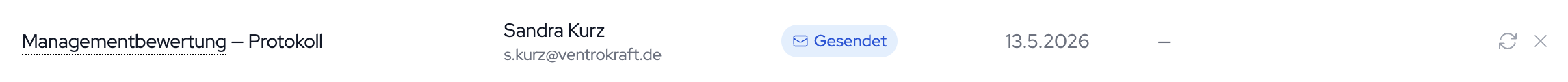 For open requests, the “Resend” arrow icon and the “Revoke” X are available on the right.