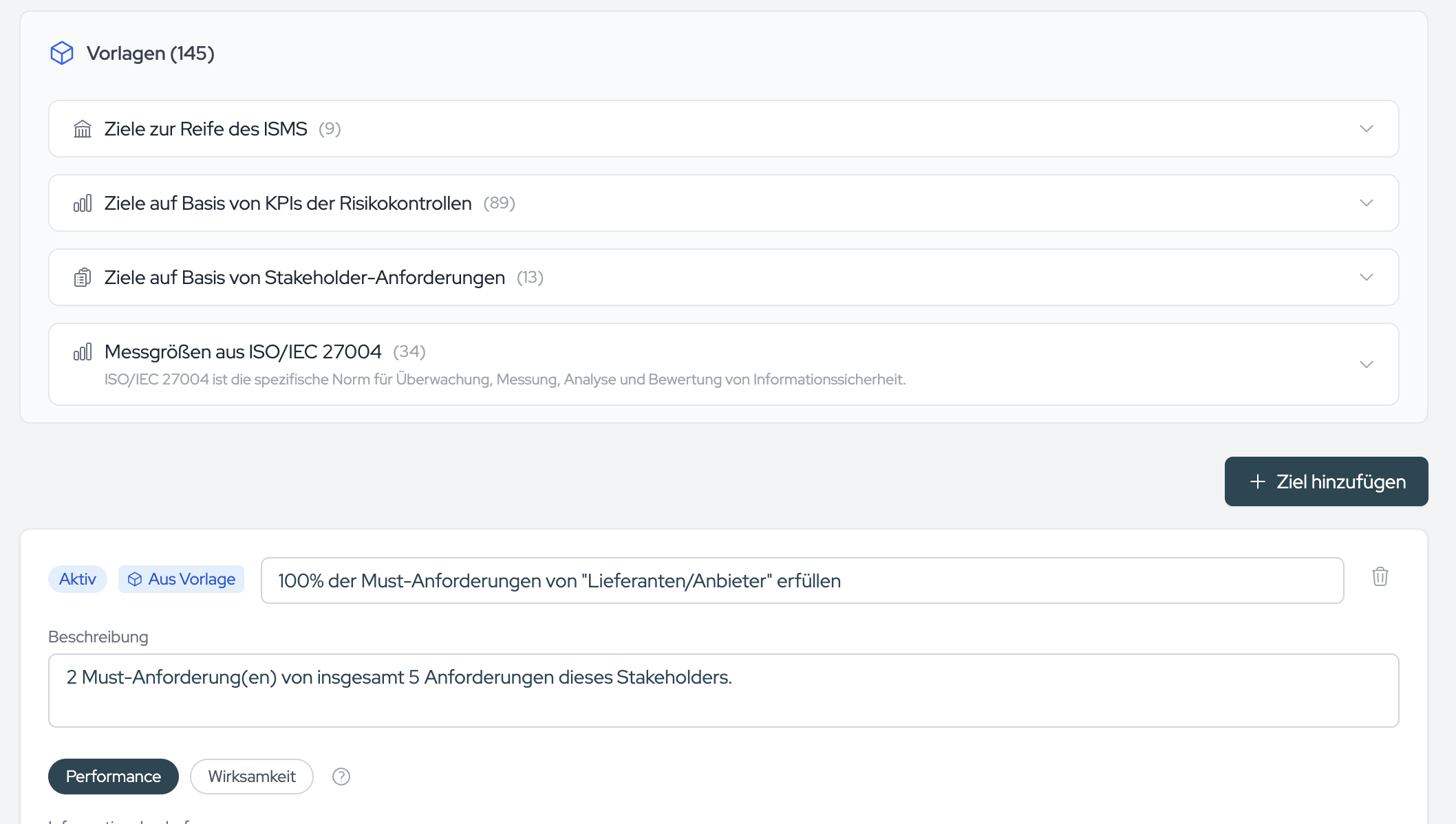 The three tabs “Program Objectives”, “Risk-Level Objectives” and “Control-Level Objectives” with the templates below.